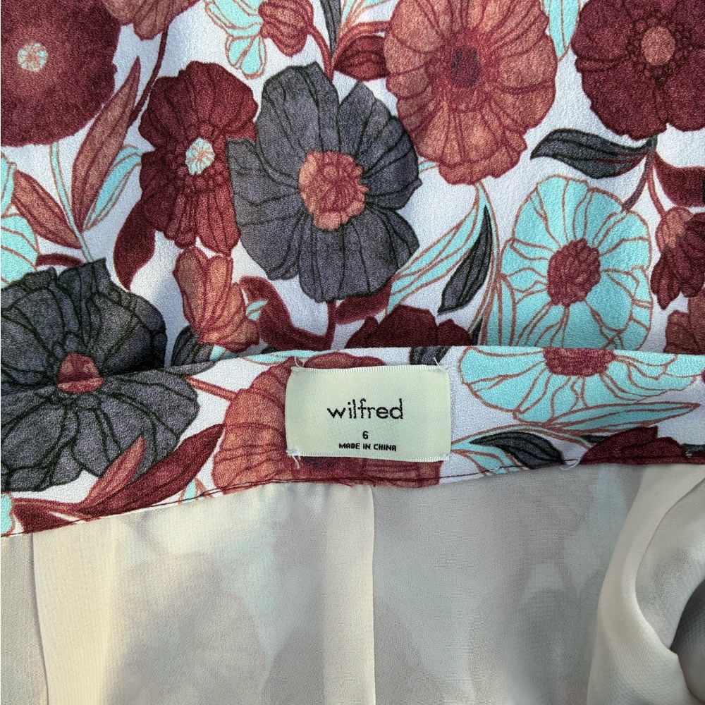 Wilfred Aritzia Size 6 Floral Midi Skirt Chariot A-Line Bottom Ruffle - Picture 8 of 10